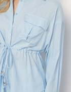 unigirl Set Albastru din Viscoză Cămașă Strânsă în Talie și Pantaloni Largi Divellara