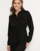 unigirl Set Negru din Viscoză Cămașă strânsă în talie și Pantaloni Largi Divellara