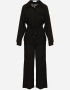 unigirl Set Negru din Viscoză Cămașă strânsă în talie și Pantaloni Largi Divellara