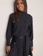 unigirl Set stil utility din viscoză: cămașă oversize și fustă evazată Pileni Bleumarin