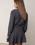 unigirl Set stil utility din viscoză: cămașă oversize și fustă evazată Pileni Bleumarin