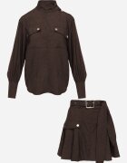 unigirl Set stil utility din viscoză: cămașă oversize și fustă evazată Pileni Maro