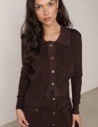 unigirl Set tricot elegant cu nasturi aurii cu viscoză Cumeria Maro