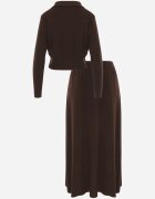 unigirl Set tricot elegant cu nasturi aurii cu viscoză Cumeria Maro