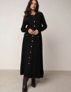 unigirl Set tricot elegant cu nasturi aurii cu viscoză Cumeria Negru