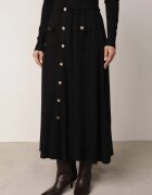 unigirl Set tricot elegant cu nasturi aurii cu viscoză Cumeria Negru