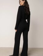 unigirl Set tricotat cu viscoză tunică cu curea și pantaloni Moarill Negru