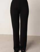 unigirl Set tricotat cu viscoză tunică cu curea și pantaloni Moarill Negru