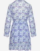 Unique Rochie Albastră Florală cu Decolteu Triunghiular Marnlla