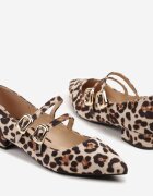vera blum Pantofi cu toc leopard cu vârf ascuțit și catarame Odilissa
