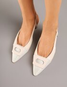 vera blum Sandale bej deschis cu toc tip kitten heel cu ornament geometric Tillio