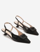 vera blum Sandale Negre cu toc pisicuță cu ornament geometric Tillio