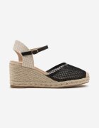 vera blum Sandale Negre Espadrile cu pană din împletitură cu plasă Meranisea