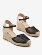 vera blum Sandale Negre Espadrile cu pană din împletitură cu plasă Meranisea