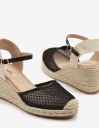 vera blum Sandale Negre Espadrile cu pană din împletitură cu plasă Meranisea