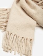 versoli Eșarfă Bej Clasic Decorată cu Franjuri Vetilana