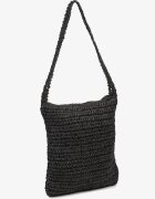 versoli Geantă Neagră Rotundă în Stil Boho cu Ciucuri Xarauri