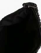 versoli Geantă Neagră Rotundă în Stil Boho cu Ciucuri Xarauri
