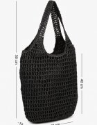 versoli Geantă neagră Shopper cu împletitură și inscripții Navessa
