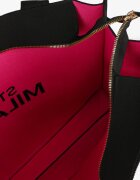 versoli Geantă Negru-Fuchsia Shopper Textilă Cu inscripție Cu fermoar Saliretia