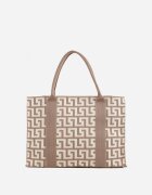 versoli Geantă shopper din material textil cu model geometric cu mânere și curea Vlada Bej