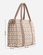 versoli Geantă shopper din material textil cu model geometric cu mânere și curea Vlada Bej