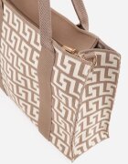 versoli Geantă shopper din material textil cu model geometric cu mânere și curea Vlada Bej