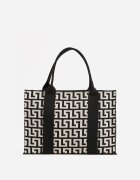 versoli Geantă shopper din material textil cu model geometric cu mânere și curea Vlada Neagră