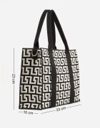 versoli Geantă shopper din material textil cu model geometric cu mânere și curea Vlada Neagră