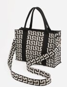 versoli Geantă shopper din material textil cu model geometric cu mânere și curea Vlada Neagră
