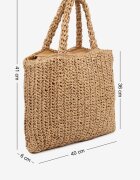 versoli Geantă Shopper Împletită Bej închis cu Textul Odaville