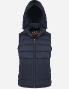  Vestă Bleumarin Matlasată cu Glugă Andrasia