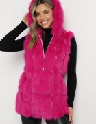  Vestă fuchsia de blană cu glugă Sophal