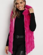  Vestă fuchsia de blană cu glugă Sophal