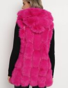  Vestă fuchsia de blană cu glugă Sophal