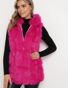  Vestă fuchsia de blană cu glugă Sophal