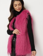  Vestă Fucsia Din blană cu buzunare oblice Venzira