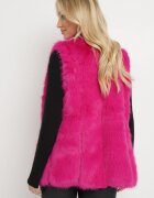  Vestă Fucsia din Blană Decorată cu Inserții din Piele ecologică Robenissa