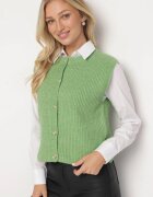  Vestă Tricotată Verde cu Lână Încheiată cu nasturi Savaras