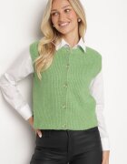  Vestă Tricotată Verde cu Lână Încheiată cu nasturi Savaras