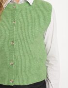  Vestă Tricotată Verde cu Lână Încheiată cu nasturi Savaras