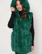  Vestă Verde De blană Cu glugă Sophal