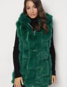  Vestă Verde De blană Cu glugă Sophal
