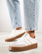 via giulia Sneakers Alb-Bej în Stil Tenisi cu Dungi Nilomira
