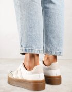 via giulia Sneakers Alb-Bej în Stil Tenisi cu Dungi Nilomira
