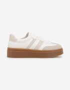 via giulia Sneakers Alb-Bej în Stil Tenisi cu Dungi Nilomira