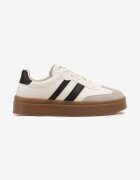 via giulia Sneakers Alb-Negru în Stil Tenis cu Dungi Nilomira