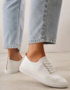 via giulia Tenisi minimalisti din piele ecologică cu perforații fine Lalosa Bej