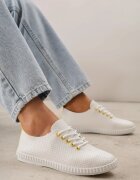 via giulia Tenisi minimalisti din piele ecologică cu perforații fine Lalosa Galbeni