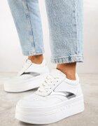 vices Adidași Alb-Argintiu pe Talpă Groasă Decorate cu Inserție Metalică Nelarwyn